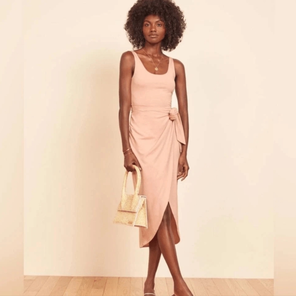 Reformation Kaila sleeveless NWOT Knit Jersey Wrap Dress pink Women's size S